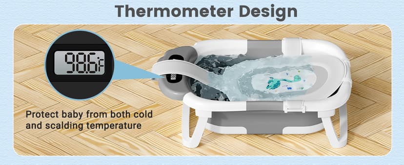 AVIDOR Baby Bathtub,Collapsible Bathtub for Newborn to Toddler,Durable Essential Infant Bath Tub,Portable Travel Baby Tub with Soft Bath Net,No-Slip Feet and Dinosaur Shaped (Grey)