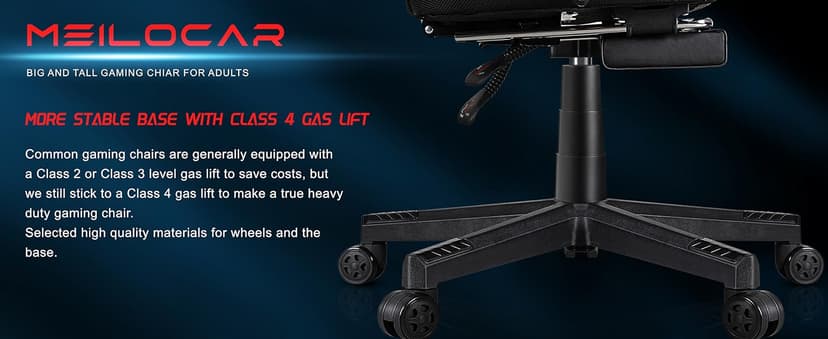 Meilocar Gaming Chair for Adult, Computer Chair with Footrest Video Game Chair Big and Tall Gaming Chair with Massage Lumbar Support, Adjustable Height and 360° Swivel Seat(Grey)