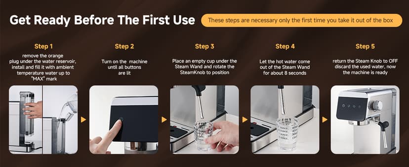 AMZCHEF Espresso Machines with LED Touch screen, Espresso Coffee machine Equip 20Bar Pressure System, Cappuccino Machine, Compact Latte Machine for Home Gifts,Silver