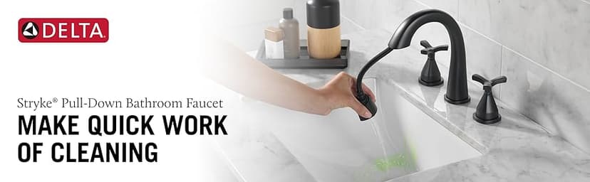 Delta Faucet Stryke Pull Down Bathroom Faucet, Bathroom Pull Out Faucet, Brushed Nickel Widespread Bathroom Faucet 3 Hole, Bathroom Sink Faucet, Lumicoat Stainless 357756-SSPD-PR-DST