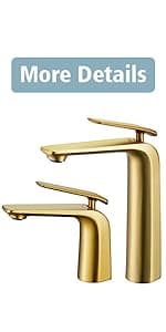 TOCALOCA 1 Handle Bathroom Faucet Brushed Nickel Sink Faucet, One Hole Bathroom Sink Faucet Modern Basin Mixer Taps, Premium Brass Vanity Faucet with Water Supply Hose