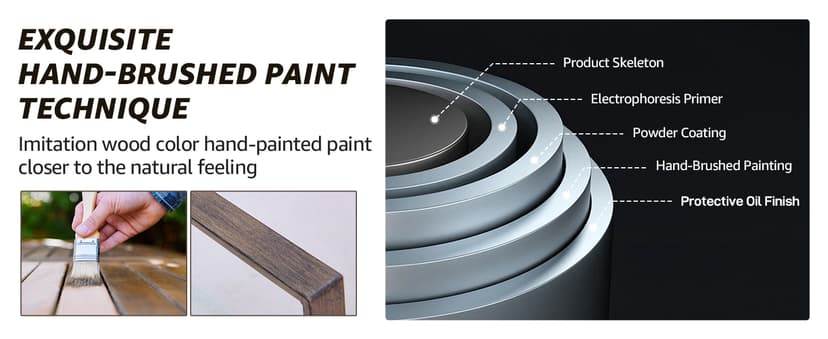 NATURAL EXPRESSIONS 5-Piece Outdoor Patio Dining Set, 4pcs Patio Swivel Rocking Chairs and 38’’ Round Dining Table with 1.65’’ Umbrella Hole