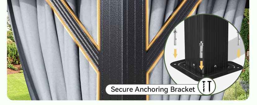 Aoxun Hardtop Gazebo 10x12, Aluminum Frame Canopy with Double Galvanized Steel Roof, Outdoor Gazebo with Breathable Netting and Privacy Curtain for Backyard