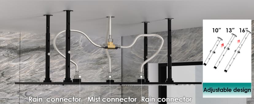 HOMEDEC Luxury Matte Black Shower System, Multi Functions 15.7x31.5inch Mist Rain Shower Head System with Full Body Sprays Jets, Rainfall Ceiling Thermostatic Shower Faucet Set