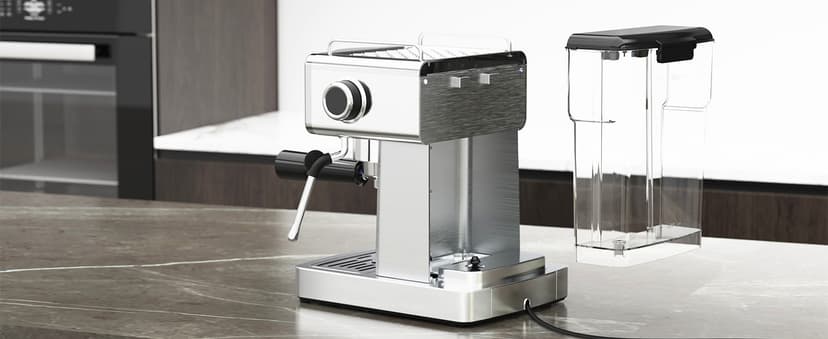 Espresso Machine 20 Bar, Milk Frother Steam Wand, 60oz (1.8 Liters) Water Tank, 1350W for Home Barista Espresso Latte Macchiato and Cappuccino Maker