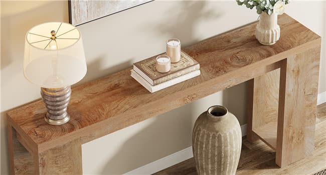 Tribesigns 70.9-Inch Extra Long Console Table, Farmhouse Wood Sofa Table Behind Couch, Narrow Entryway Accent Table for Living Room, Hallway, Entrance, Foyer, Light Oak Brown
