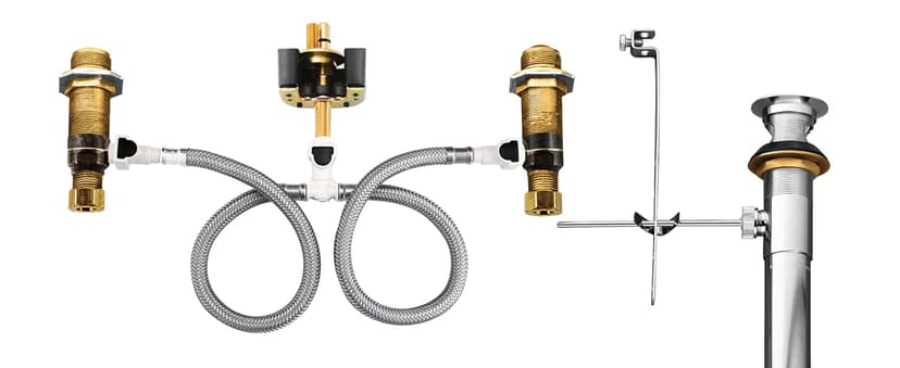 Moen Brushed Gold Cia Widespread 2-Handle High-Arc Bathroom Faucet , 3-Hole Bathroom Sink Faucet, Valve Required, T6222BG