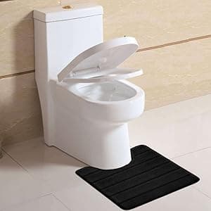 Bathroom Rugs Set Memory Foam Bath Rugs Non-Slip Bath Mat Set 3 Piece,Washable Bathroom Mats,Absorbent Shaggy Rugs Super Soft U-Shaped Toilet Rug,Bahroom Carpets for Bathroom,Tub,Shower(Black)