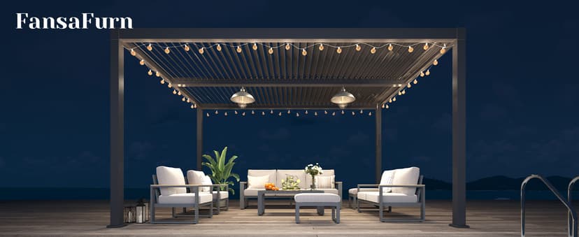 Louvered Pergola 12'x16', Full Aluminum Outdoor Pergola with Adjustable Rainproof and Gutter System, Hardtop Gazebo for Patio, Deck, Garden, Yard, Black