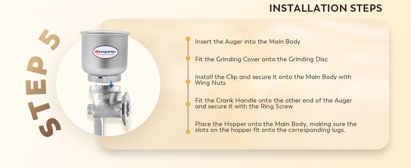 Moongiantgo Corn Grinder Cast Iron, Hand Crank Grain Mill with Large Hopper & Table Clamp, for Manual Crushing Barley Wheat Berries Coffee Chickpeas Seeds Pepper Dried Beans Animals Feed Home Brewing