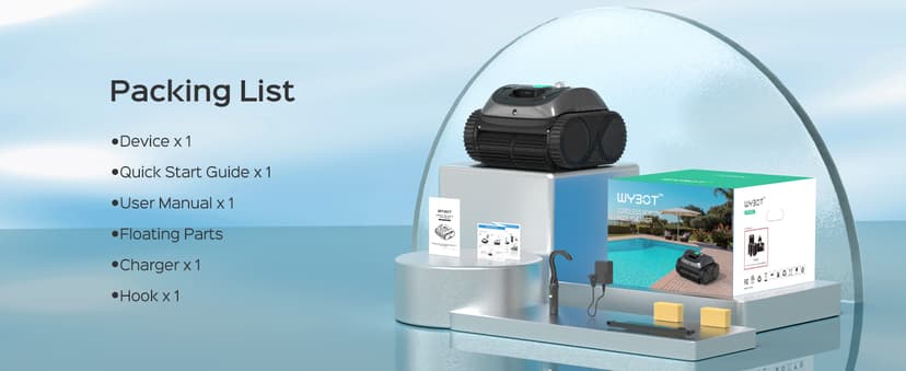 WYBOT C1 Robotic Pool Vacuum for Inground Pools, 150min Runtime Cordless Pool Cleaner up to 1,614Sq.ft, Wall & Waterline Cleaning, 4-in-1 Smart Navigation, App Support