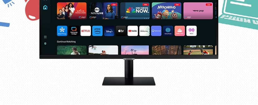 Samsung 43-Inch M7 (M70D) Series 4K UHD Smart Monitor with Streaming TV, Speakers, HDR10, USB-C, Multiple Ports, Gaming Hub, SolarCell Remote, Vision Accessibility Tools, LS43DM702UNXGO, 2024, Black
