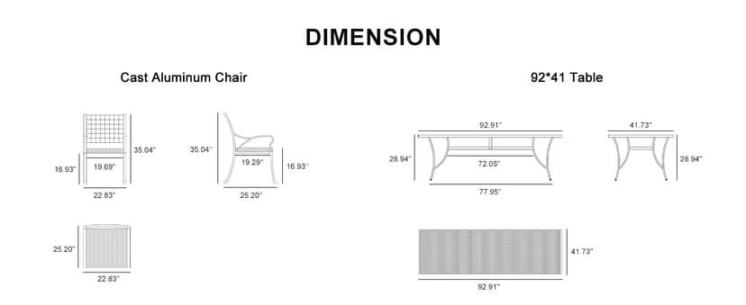 PURPLE LEAF 9 Pieces Patio Dining Sets Cast Aluminum Furniture with Rectangular Table for Lawn Garden Backyard Deck Outdoor Dining Sets with Cushions and Pillows, Lattice Navy Blue
