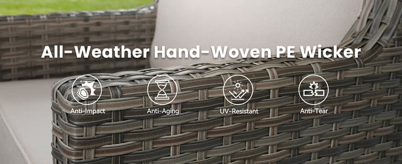 Outdoor Patio Furniture Set-5 Pieces All-Weather Wicker Outdoor Furniture with Swivel Patio Chairs Outdoor Patio Conversation Sets for Garden Porch Deck Grey/Beige