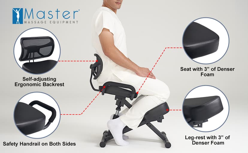 Master Massage Ergonomic Kneeling Chair with Back Support for Office -Posture Chair with Angled Seat and Backrest for Home and Office-Posture Correction Stool-Improve Your Posture