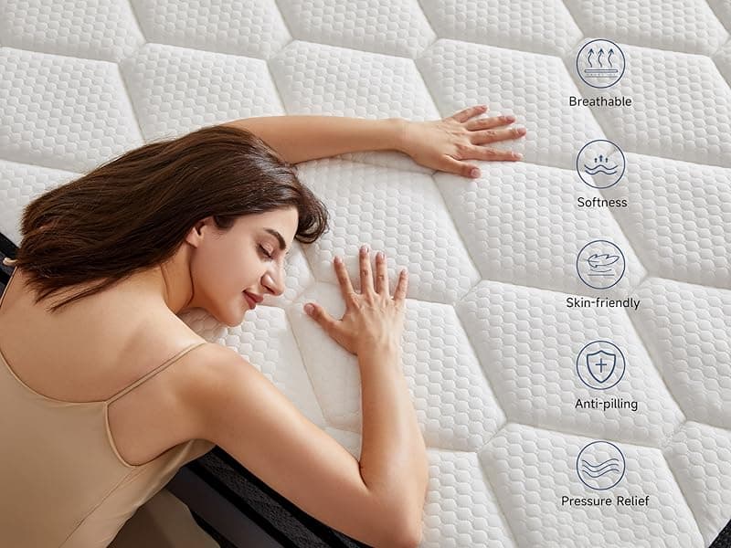 Queen Mattress,12inch Thickness in A Box,Memory Foam Hybrid,with Individual Pocket Spring for Motion Isolation & Silent Sleep,Pressure Relief,Plush Texture.
