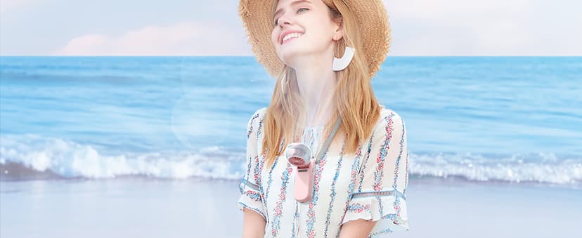 TriPole Misting Fan Portable Handheld Turbo Fan with Mist, LED Display, Neck & Desk Foldable High Speed Airflow Mini Fans, Rechargeable Personal Mister Fans with Water Spray Bottle for Outdoor Travel