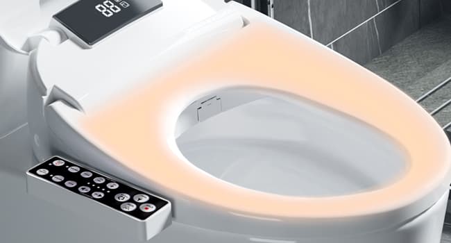 Bidet Toilet Seat Round, Unlimited Warm Water, Heated Toilet Seat, Warm Air Dryer, Rear and Feminine Washing, Soft Closed Toilet Lid, Night Light, Smart Toilet Seat with Bidet Requires Outlet
