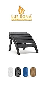 LUE BONA Folding Adirondack Chair Set of 4, Black HDPS Fire Pit Patio Chairs Weather Resistant, Modern Plastic Outdoor Chairs with Cup Holder