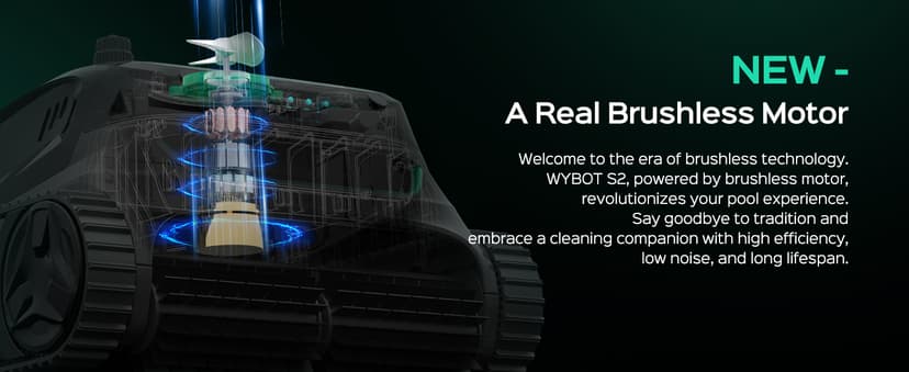 WYBOT S2 Cordless Robotic Pool Cleaner, Smart Navigation Inground Pool Vacuum Lasts 180 Mins, Wall Climbing & Waterline Cleaning for Pools up to 3229 Sq.ft, Switch/App Mode, Dual Filtration