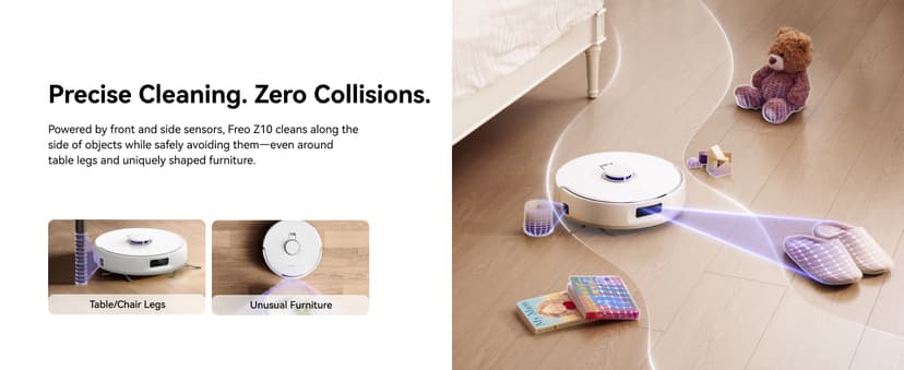 NARWAL Freo Z10 Robot Vacuum and Mop Combo, Tangle Free Robot Mop, 15,000Pa Suction, Adapts to Hard-to-Reach Areas, Self-Emptying, Mop Washing & Drying, Obstacle Avoidance, for Pet Hair & Hard Floor