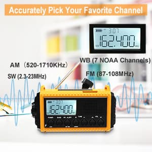 Raynic Emergency Radio, 5000mAh/18500mWh Weather Radio, Solar Hand Crank Radio with AM/FM/SW/NOAA Alert, Cell Phone Charger, Headphone Jack, Flashlight and SOS Siren