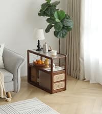 Lazy Chair with Ottoman, Modern Lounge Armchair with Lumbar Pillow, Accent Cozy Reading Chair and Folding Footstool for Bedroom, Dorm, Living Room,Khaki