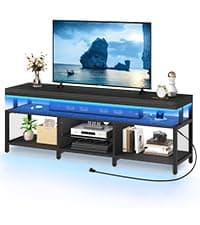 YITAHOME TV Stands for Living Room, Modern TV Stand for 65/70 inch TV, LED TV Entertainment Center with Storage & Power Outlets, TV Console Cabinet, Black