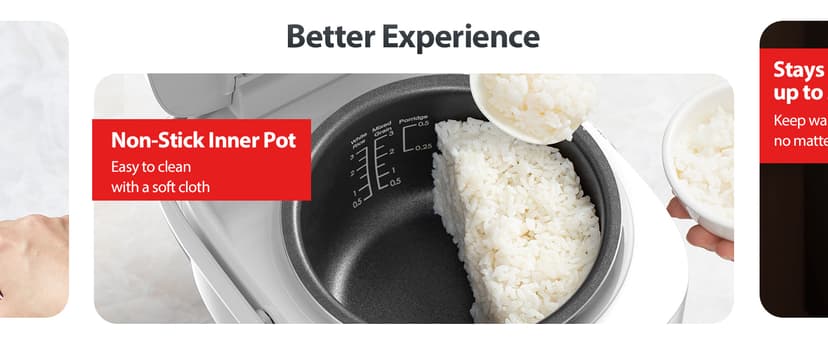 TOSHIBA Mini Rice Cooker, 3 Cups Uncooked Small Rice Cooker, Steamer & Warmer, With Fuzzy Logic And One-Touch Cooking, 24 Hour Delay Timer And Auto Keep Warm Feature, White