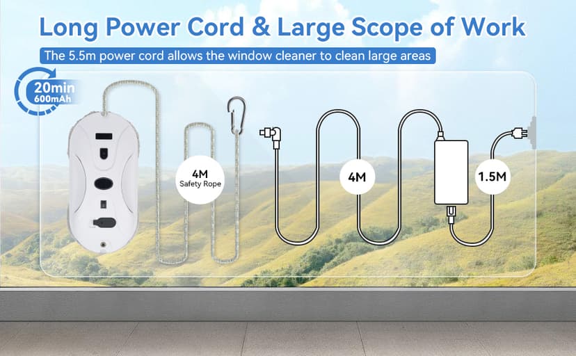 Automatic Window Cleaning Robot, Window Cleaner Robot Auto Dual Spray, 2025 Model Robot Limpia Vidrios AI Path Planning, 3000Pa Suction, Remote Control, Edge Detection for Streak-Free Glass