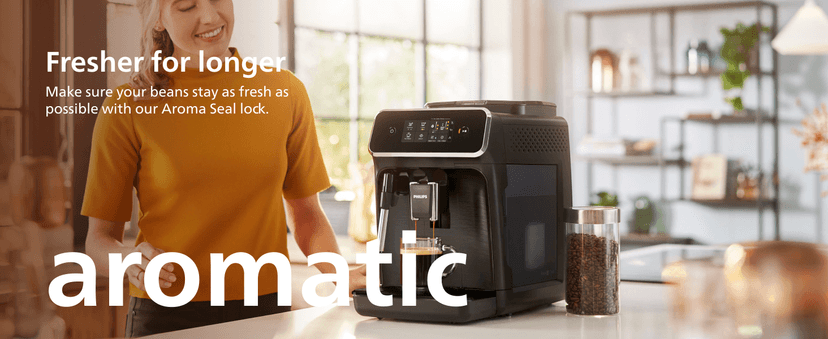 PHILIPS 2200 Series Fully Automatic Espresso Machine, Classic Milk Frother, 2 Coffee Varieties, Intuitive Touch Display, 100% Ceramic Grinder, AquaClean Filter, Aroma Seal, Black (EP2220/14)