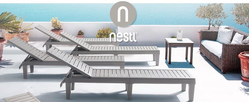 Nestl Patio Chairs - Black Chaise Lounge Chair Outdoor, 5-Position Adjustable Sun Tanning Chair, Waterproof Pool Lounge Chairs Set of 2, Reclining Lawn Chair, Lightweight Outdoor Lounge Chairs