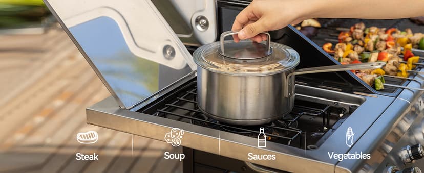 Royal Gourmet GA5401T 5-Burner Propane Gas Grill with Sear Burner and Side Burner, Stainless Steel BBQ Grill with 632 Sq. In. Grilling Area for Outdoor Barbecue Cooking, 64,000 BTUs, Silver