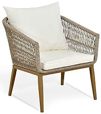 YITAHOME Outdoor Patio Chairs Set of 6, Stackable Dining Chairs Rattan Wicker Outdoor Patio Furniture Set with Cushion All Weather Bistro Chair for Garden Backyard Porch Poolside (Grey)