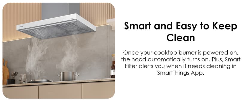 Samsung 36" Bespoke Smart Wall Mount Hood in Clean White, NK36CB600W12AA