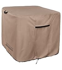 ULTCOVER Rectangular Patio Heavy Duty Table Cover - 600D Tough Canvas Waterproof Outdoor Dining Table and Chairs General Purpose Furniture Cover Size 111L x 74W x 28H inch