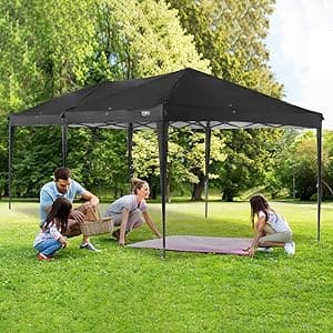 VINGLI 10x20 ft Pop Up Canopy Tent with 6 Sidewalls, Carry Bag, Outdoor Gazebo, Patio Event, Commercial Canopy (Black)