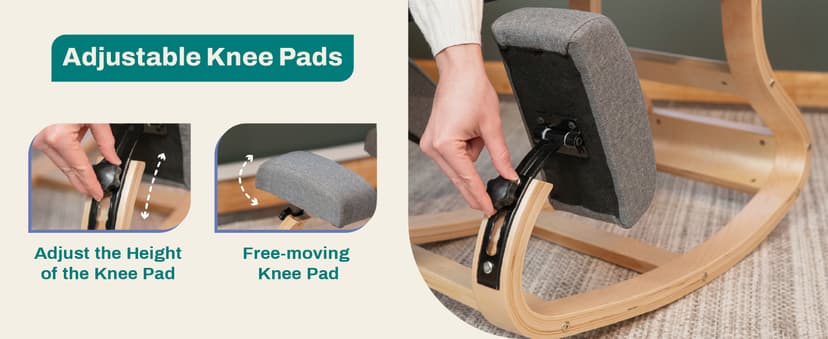 Ergonomic Kneeling Chair with 2 Knee Pads - Adjustable Height Rocking Knee Chair or for Posture for Home Office Gift Woman - Angled Kneeling Stool