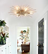 Jaycomey Modern LED Ceiling Light Fixture, 11.65" Flush Mount Kitchen Lighting Gold with Clear Seeded Acrylic Lampshade,Round Ceiling Lamp Lights for Hallway Dining Room