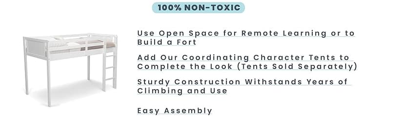 Delta Children Twin Loft Bed with Guardrail and Ladder (Coordinates with Loft Bed Tents Sold Separately), White