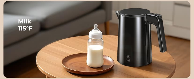 Electric Kettle 1.0L 1200W, 7 Temp Settings, 4H Keep-Warm, Fast-Boil Stainless Steel Electric Tea Kettle, 120V Water Boiler with Auto-Shut Off, Cool Touch PP Exterior for Home Office, Black