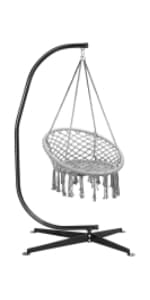 Giantex Hammock Chair Stand Only, Heavy Duty Steel C-Stand for Hanging Chair, 360° Rotation Egg Chair Stand W/Carabiner, 2" Diameter Steel Pipe, 81.5" H Stand for Swing Chair Outdoor Indoor