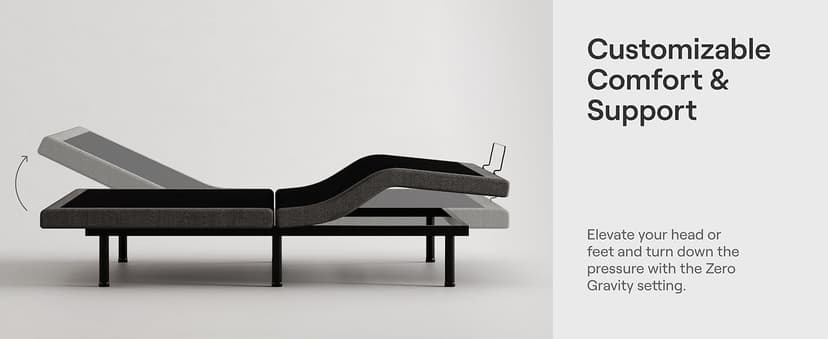 Nectar Premier Adjustable Base - Queen - Head & Foot Incline - Wireless Remote with Memory- 3 Massage Settings - 4 USB Ports - Anti-Snore & Zero Gravity