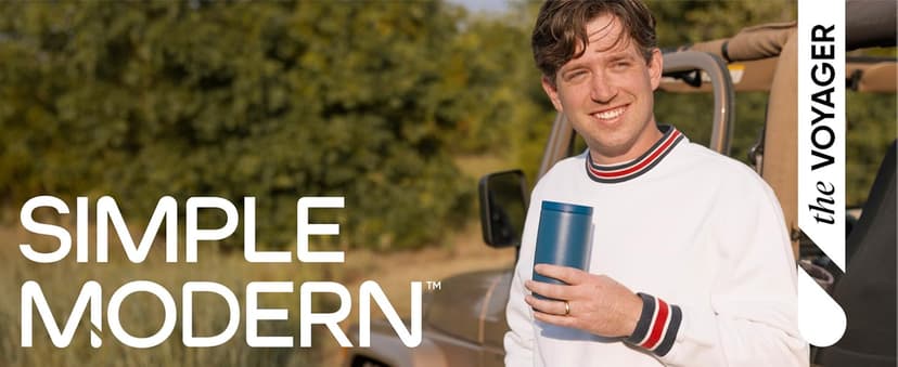 Simple Modern Travel Coffee Mug Tumbler with 360° Lid | Ceramic-Lined Insulated Stainless Steel Cold Brew Iced Coffee Cup Thermos | Gifts for Women Her Him | Voyager Signature | 16oz | Cream Terrazzo