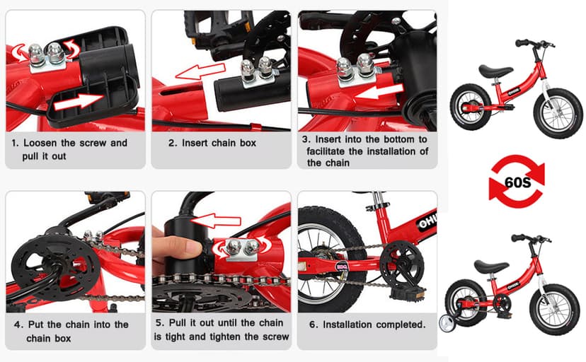 Balance Bike 2 in 1 for Kids 2 3 4 5 6 7 Years Old,Balance to Pedals Bike,12 14 16 inch Kids Bike,with Pedal kit,Training Wheels,Brakes