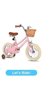 JOYSTAR Paris Girls Bike for Ages 3-8 Years Old, 14 16 18 Inch Kids Bike with Training Wheels, Basket and Handbrake, Multiple Colors