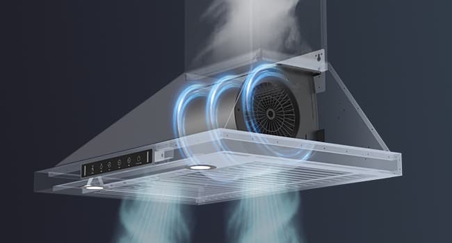 Wall Mount Range Hood 36 inch,Kitchen Vent Hoods 980 CFM Ducted/Ductless Range Hood,with Gesture Sensing & Touch Control Switch Panel, 3 Speed Exhaust Fan Permanent Filter