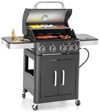 Sophia & William 6-Burner Propane Gas BBQ Grill with Side Burner & Porcelain-Enameled Cast Iron Grates, Stainless Steel Barbecue Grills Outdoor Cooking for Outside, 665 SQ.IN. Cooking Area, 65,800BTU