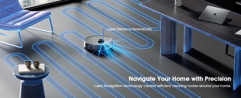 Robot Vacuum and Mop, Mapping Robotic Vacuums Cleaner with LiDAR Navigation Smart & Strong Suction, WiFi/App/Alexa/Voice Control, Obstacle Avoidance, for Home, Wood/Hard Floors, Pet Hair -Grey