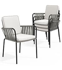 YITAHOME Outdoor Patio Chairs Set of 6, Stackable Dining Chairs Rattan Wicker Outdoor Patio Furniture Set with Cushion All Weather Bistro Chair for Garden Backyard Porch Poolside (Grey)